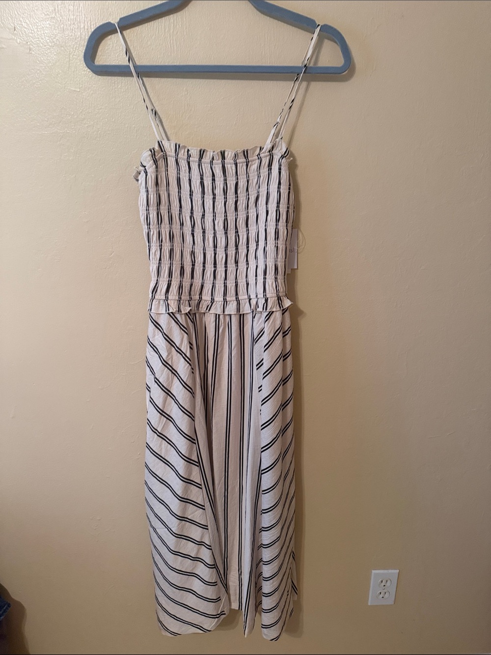 Trixxi White and Black Striped Maxi Dress with Spaghetti Straps
